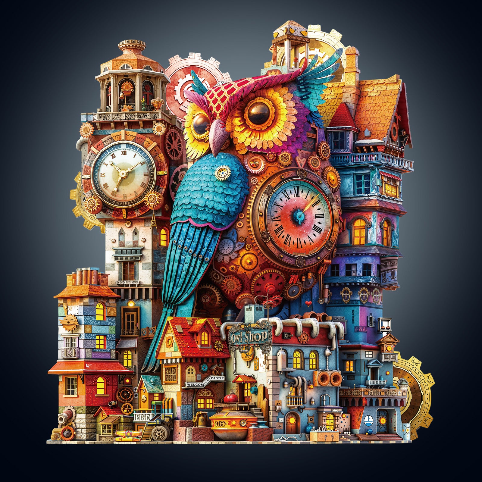 Owl Castle Wooden Jigsaw Puzzle