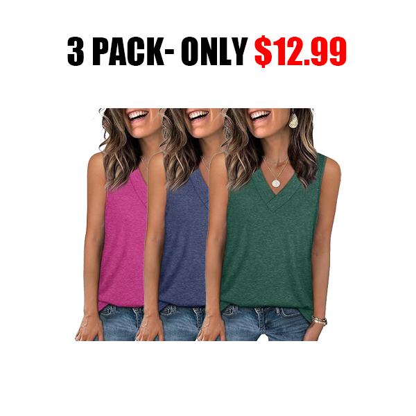 🎁✨Women's Sleeveless V-Neck Slimming Loose Fit Casual Tank Top T-Shirt
