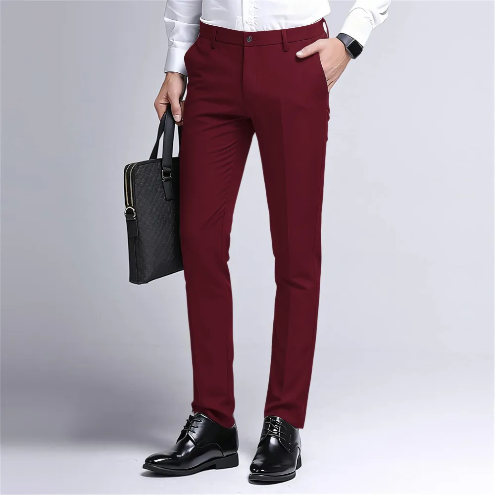 Men's Stretch Dress Pants Slim Fit Skinny Suit Pants