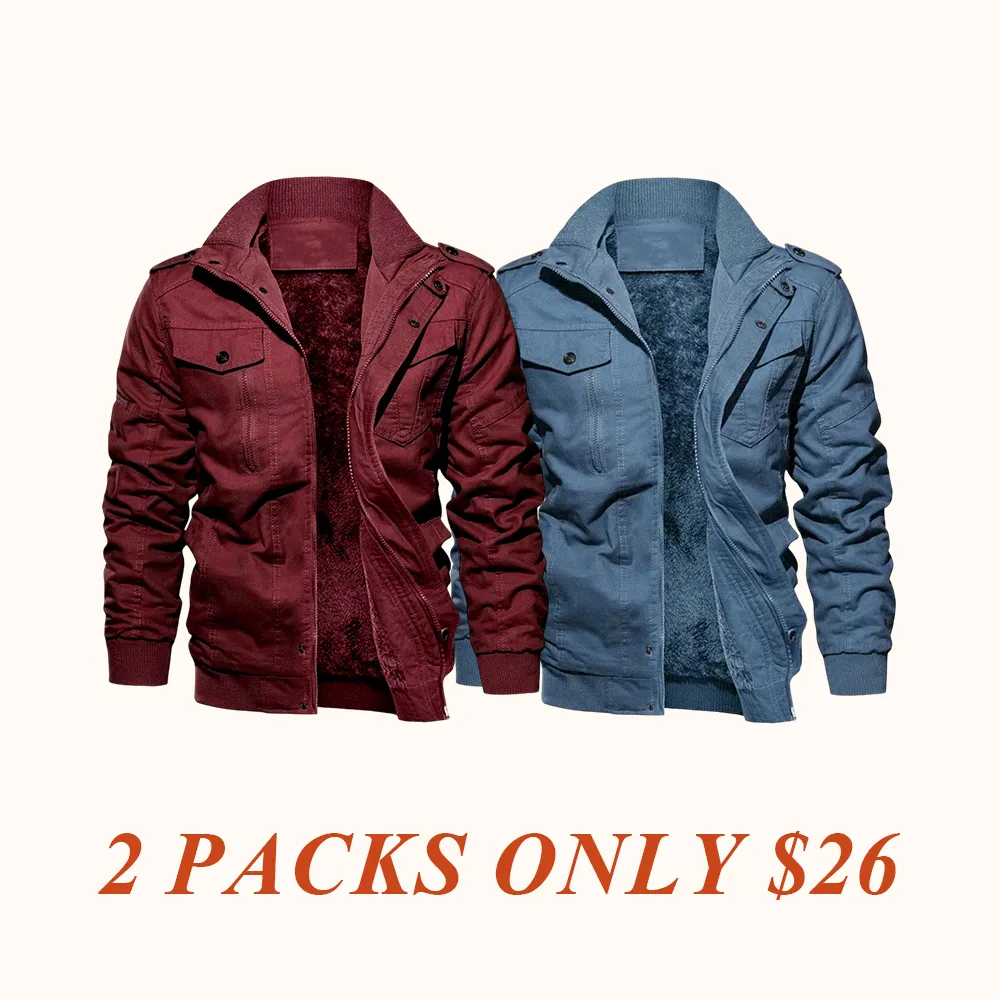 Men's Regular Fit Solid Pocket Zipper Thermal Lined Jacket