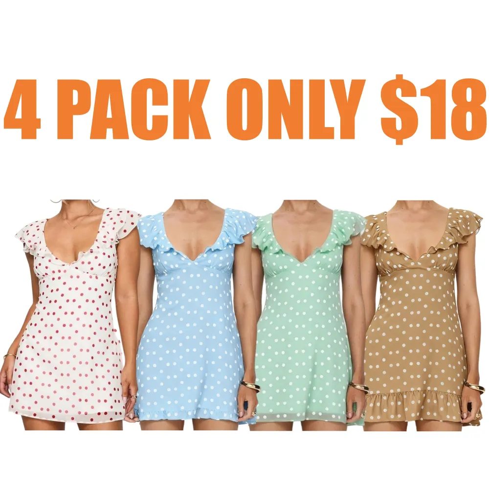 Women's Summer Classic Polka Dot Print Short-Sleeve Dress