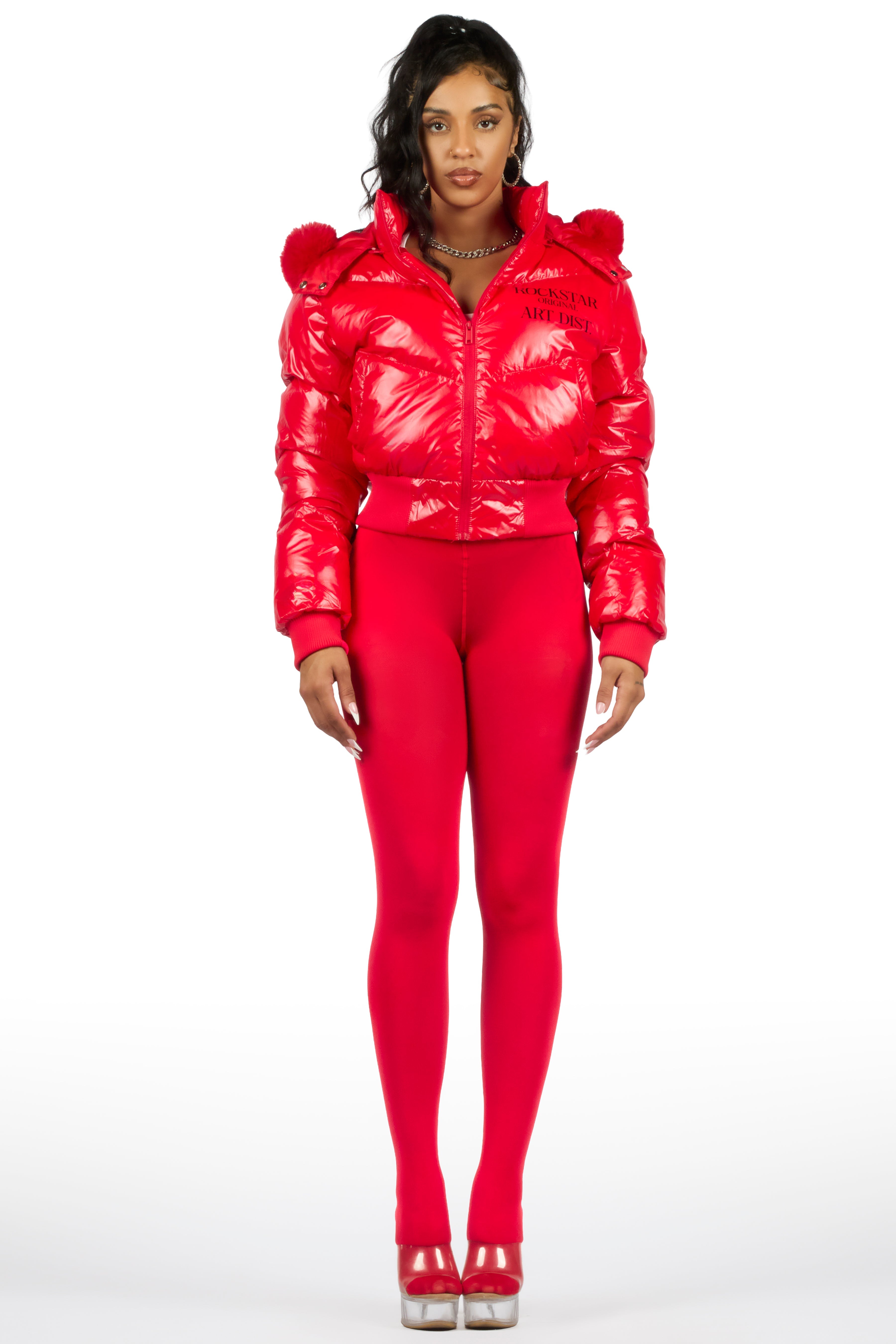 Destina Red Puffer Jacket