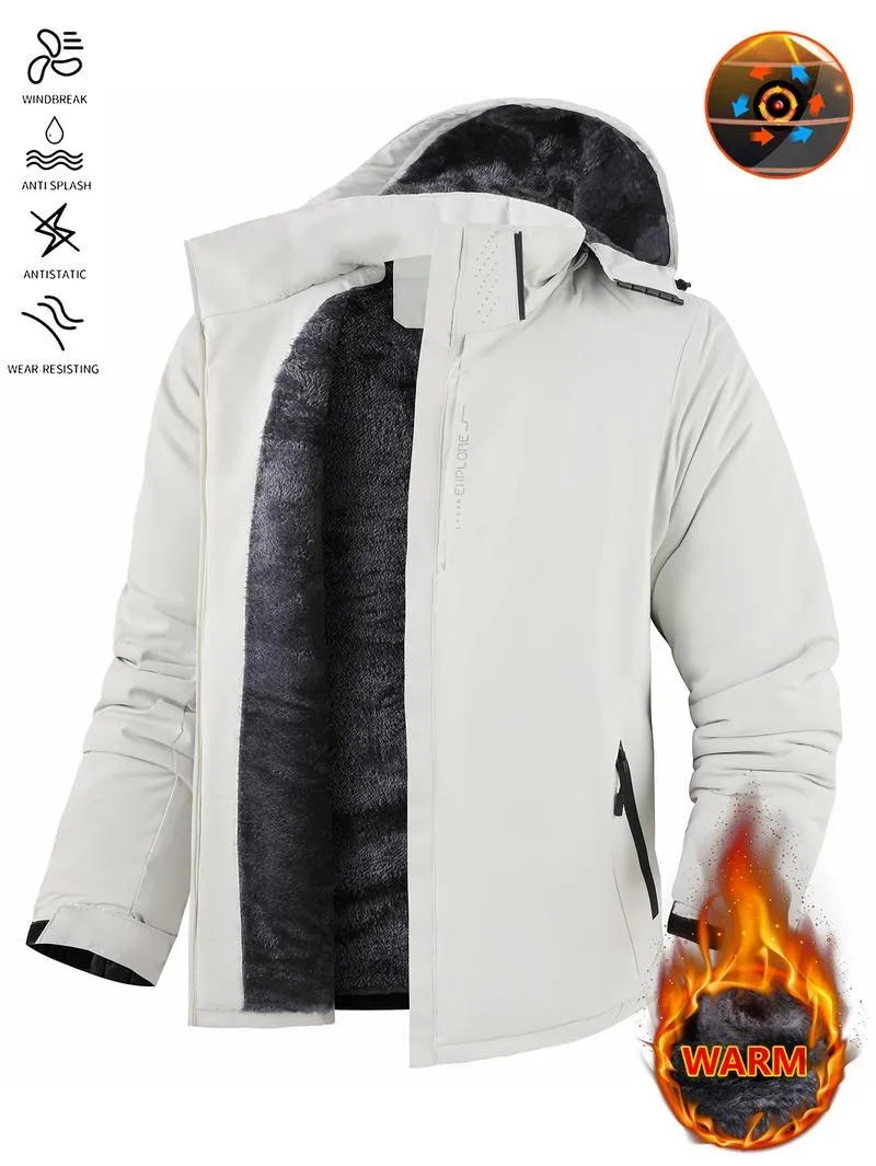Men's Winter Ski Jacket Warm Fleece Lined Waterproof Windproof Hooded Insulated Outdoor Jacket