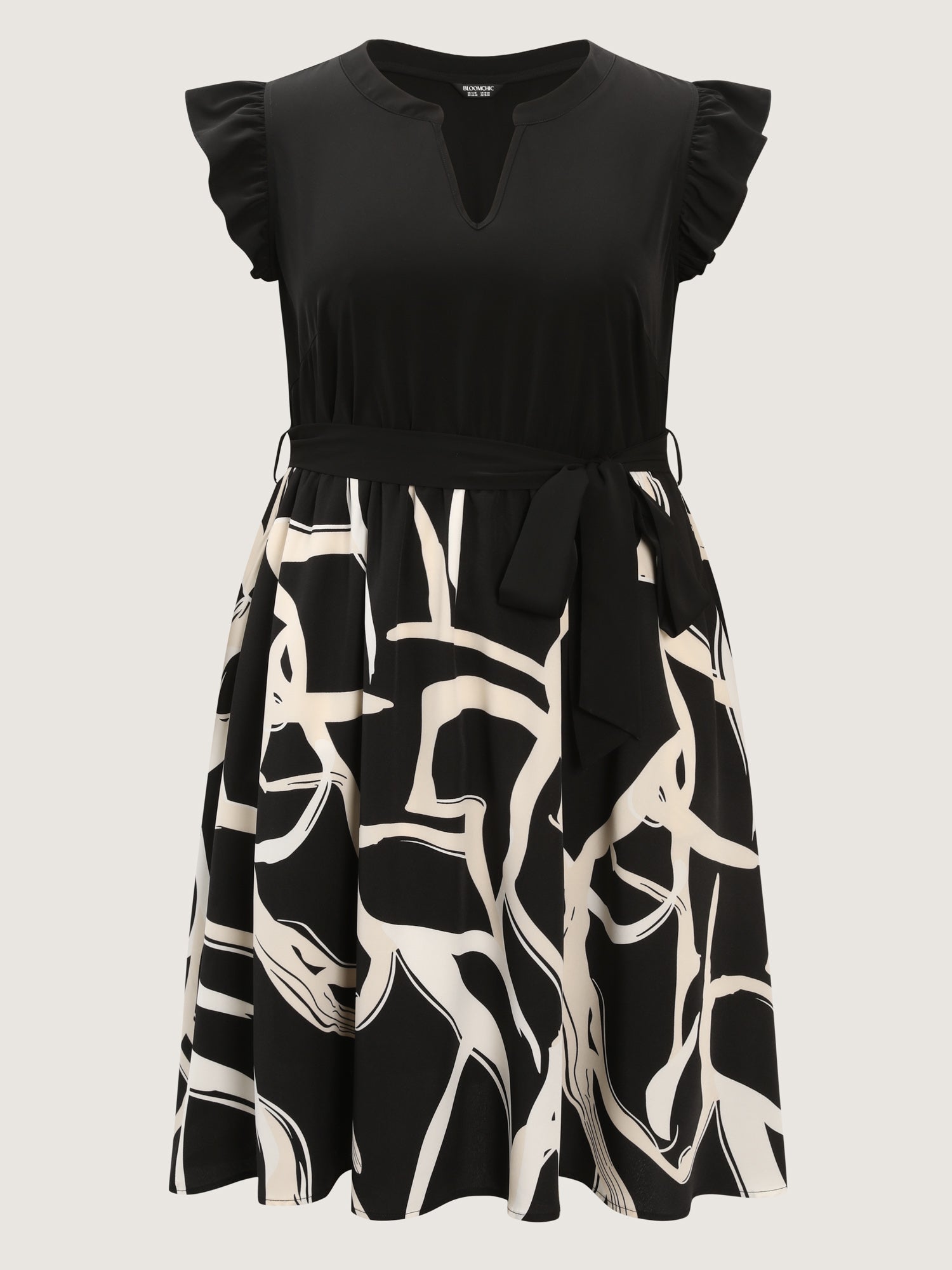 Geometric Print Color Contrast Mini Dress