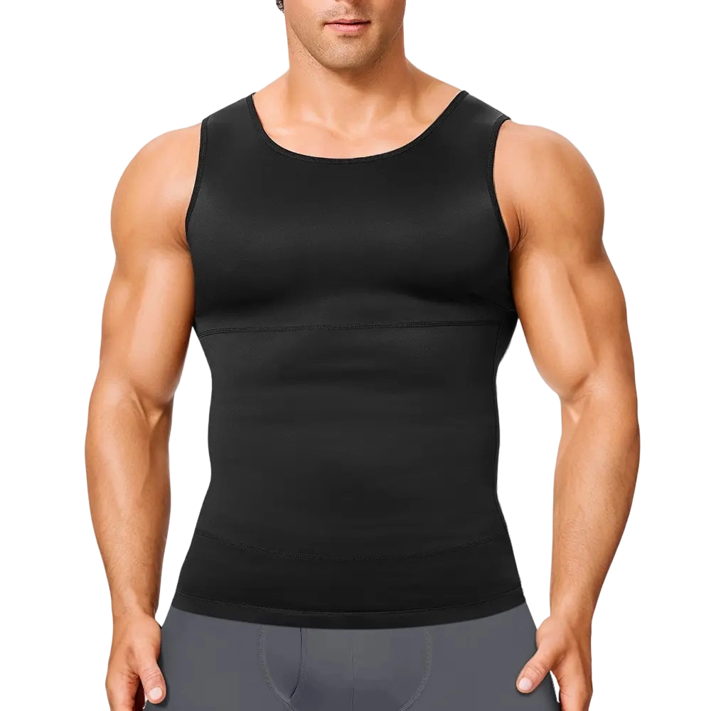 Men’s Silky Soft Compression Shapewear Tank, Slimming Body Shaper Vest with Waist & Chest Support, Stretchy, Odor-Resistant
