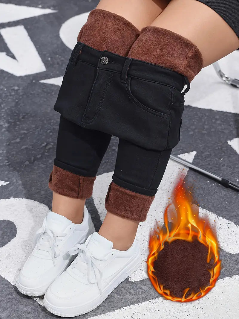 Fleece-Lined High-Waist Skinny Jeans – Warmth & Flattering Fit