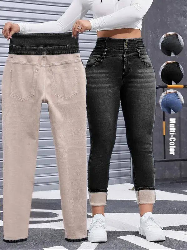 🔥Last Day 89% OFF🔥Women's High Elasticity Fleece Lined Thick Denim Jeans