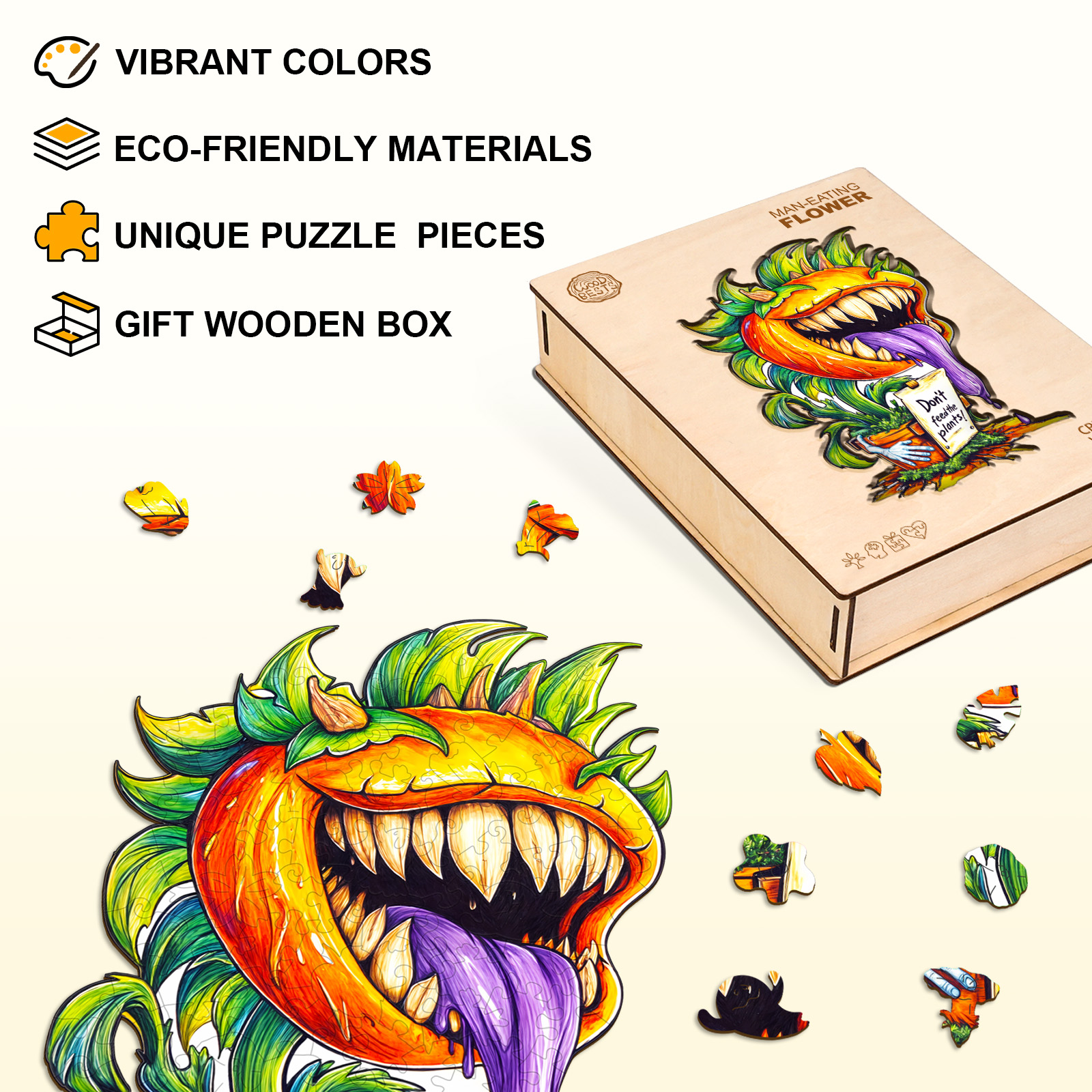 Man-eating flower Wooden Jigsaw Puzzle