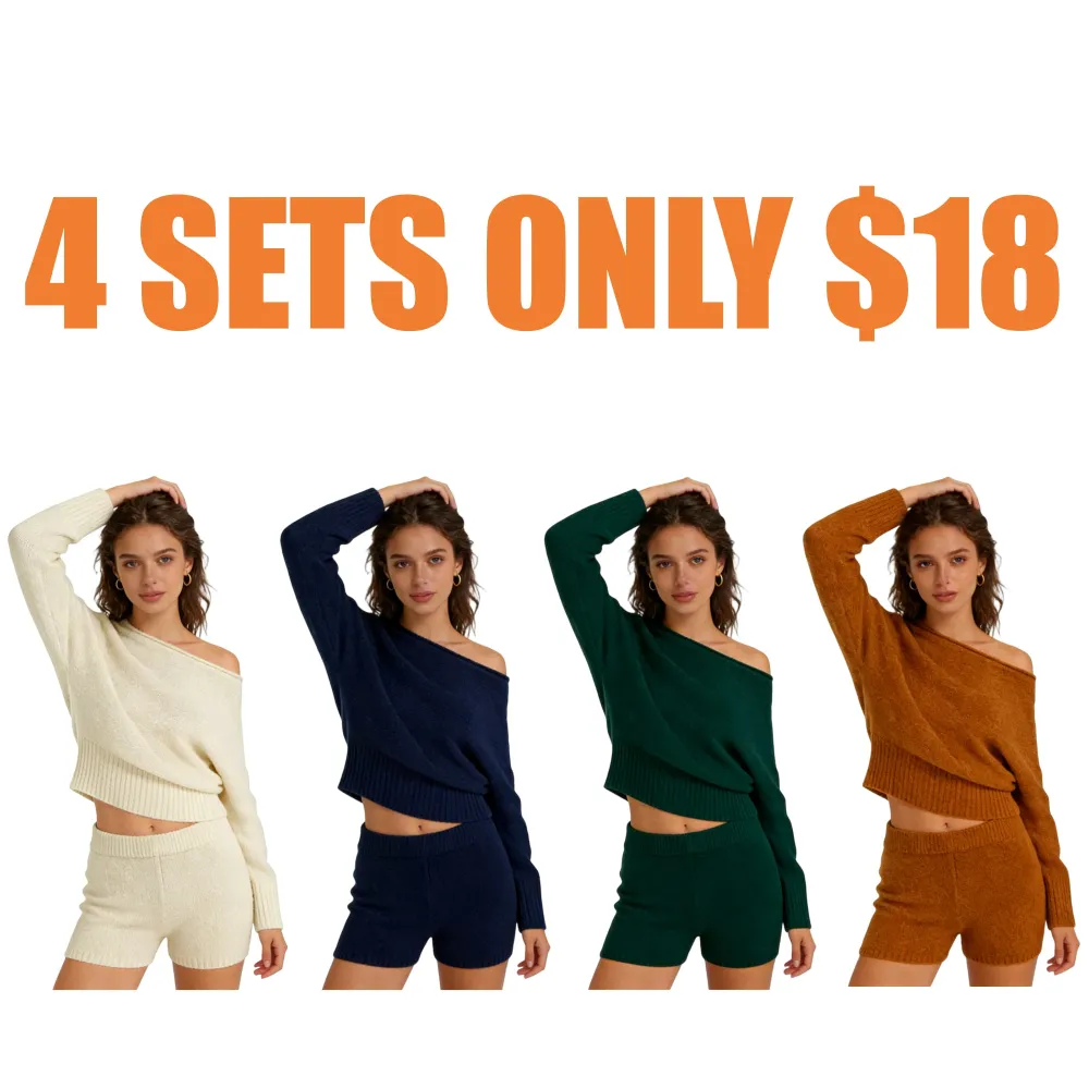 Asymmetrical Neck Long Sleeve Top & Low Rise Shorts Set