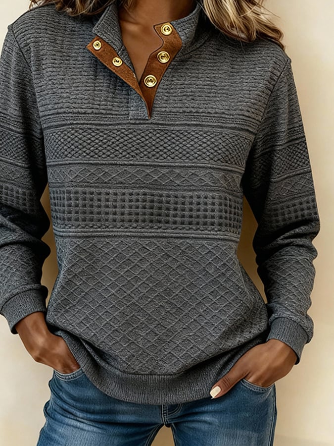 Women'S Casual Color Block Printed Pullover Sweatshirt