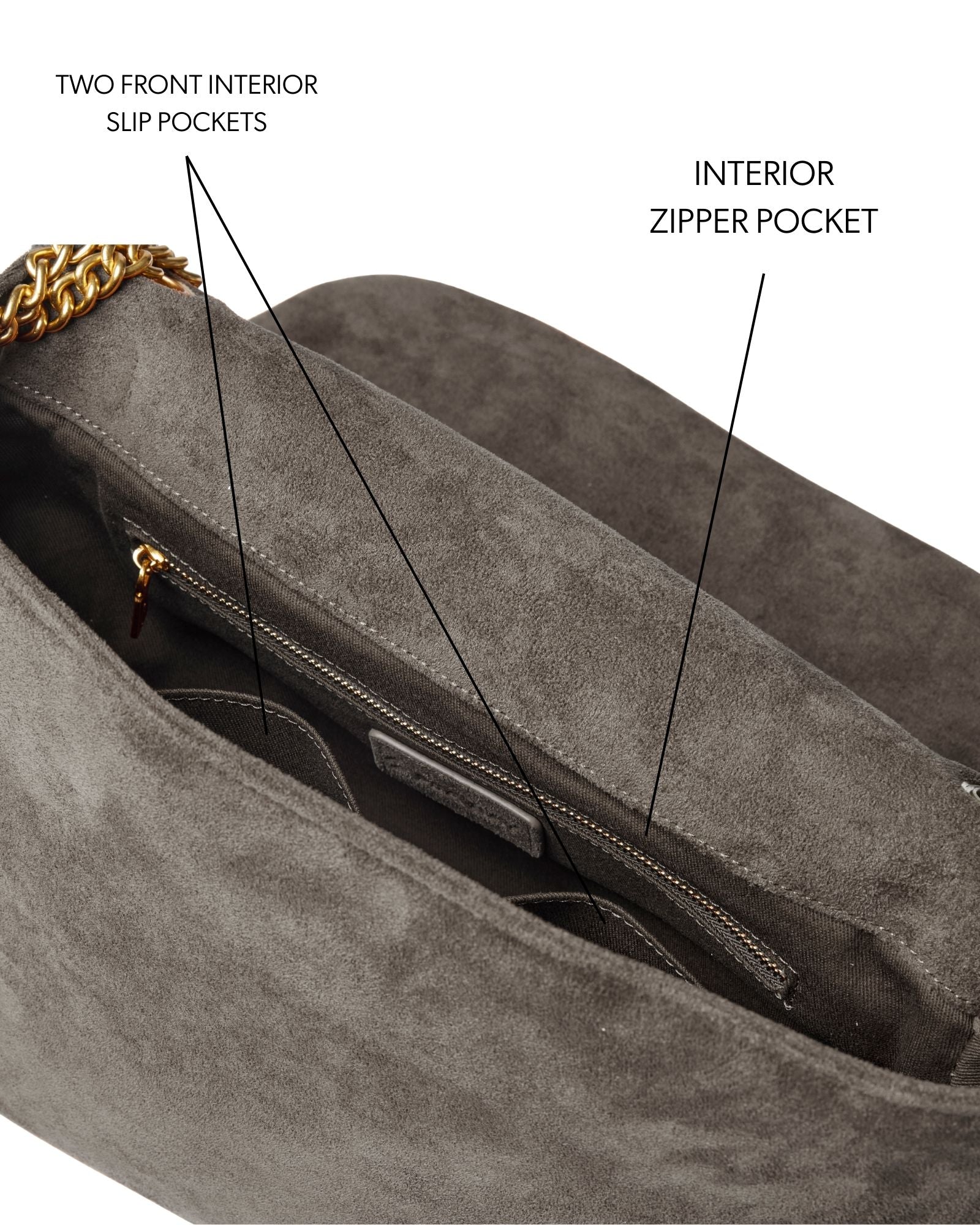 MEDIUM SUEDE FLAP BAG - OLIVE GREEN