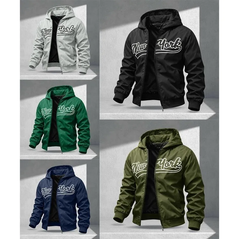 Letter Print Sports Jacket, Men's Casual Jacket, Fashionable College Baseball Apparel