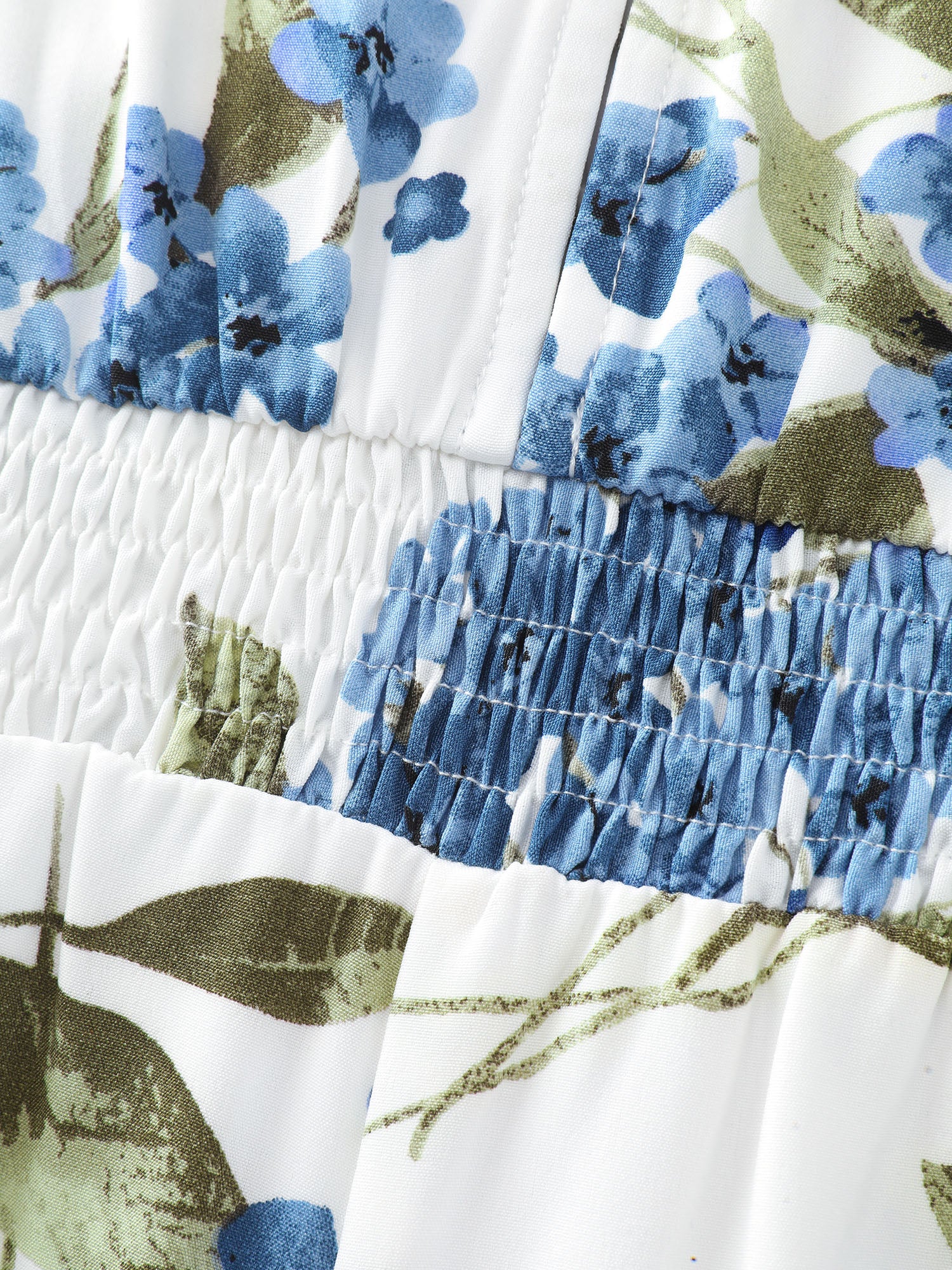 Large Floral Print Shirred Waist Jumpsuit