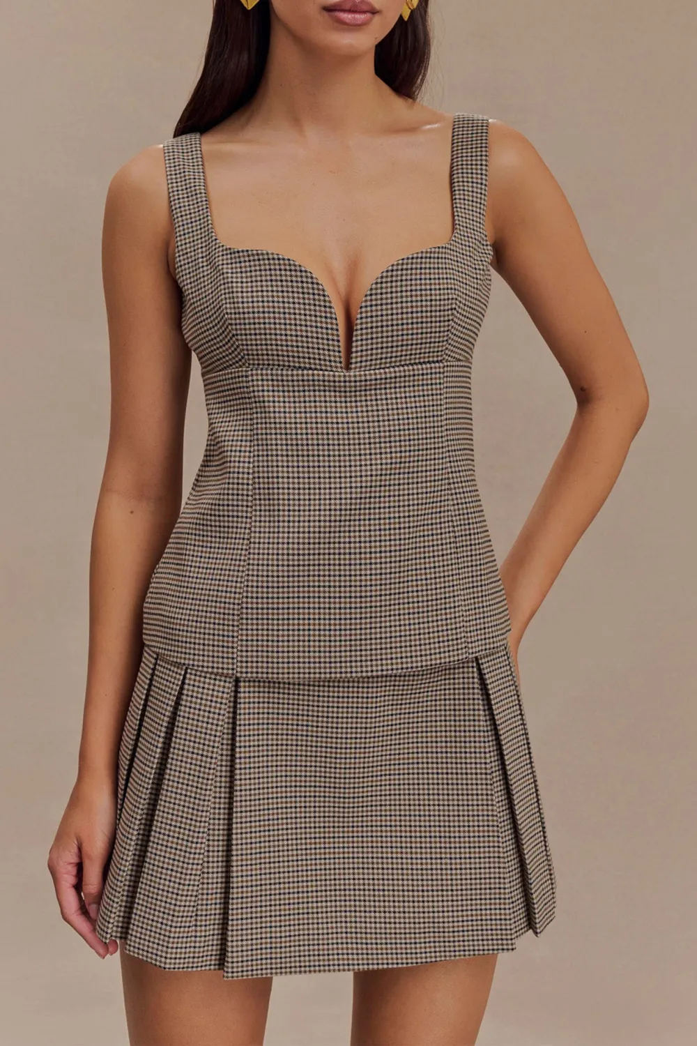 Pleated Buckle Mini Skirt