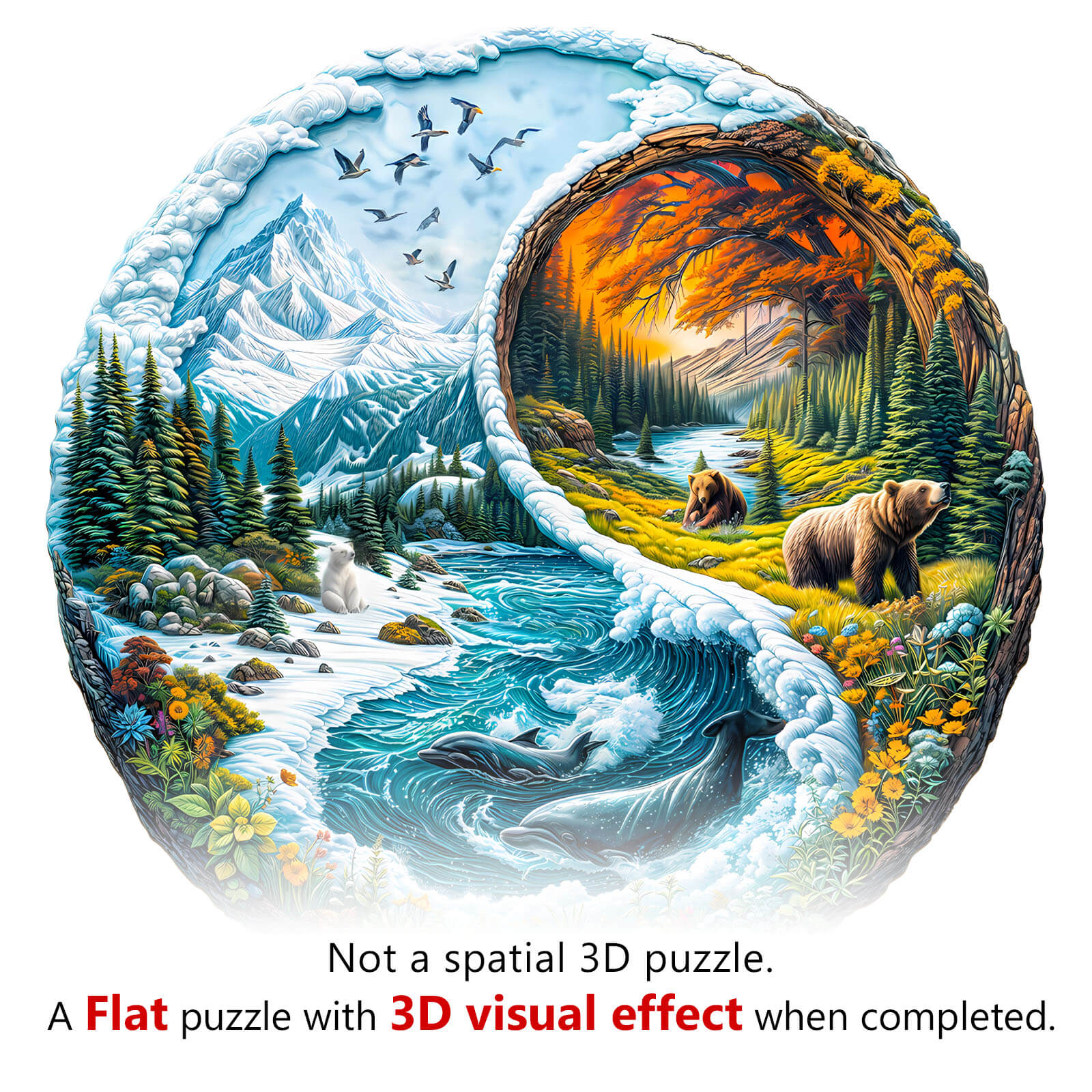 Yin Yang Glacial Forest Wooden Jigsaw Puzzle