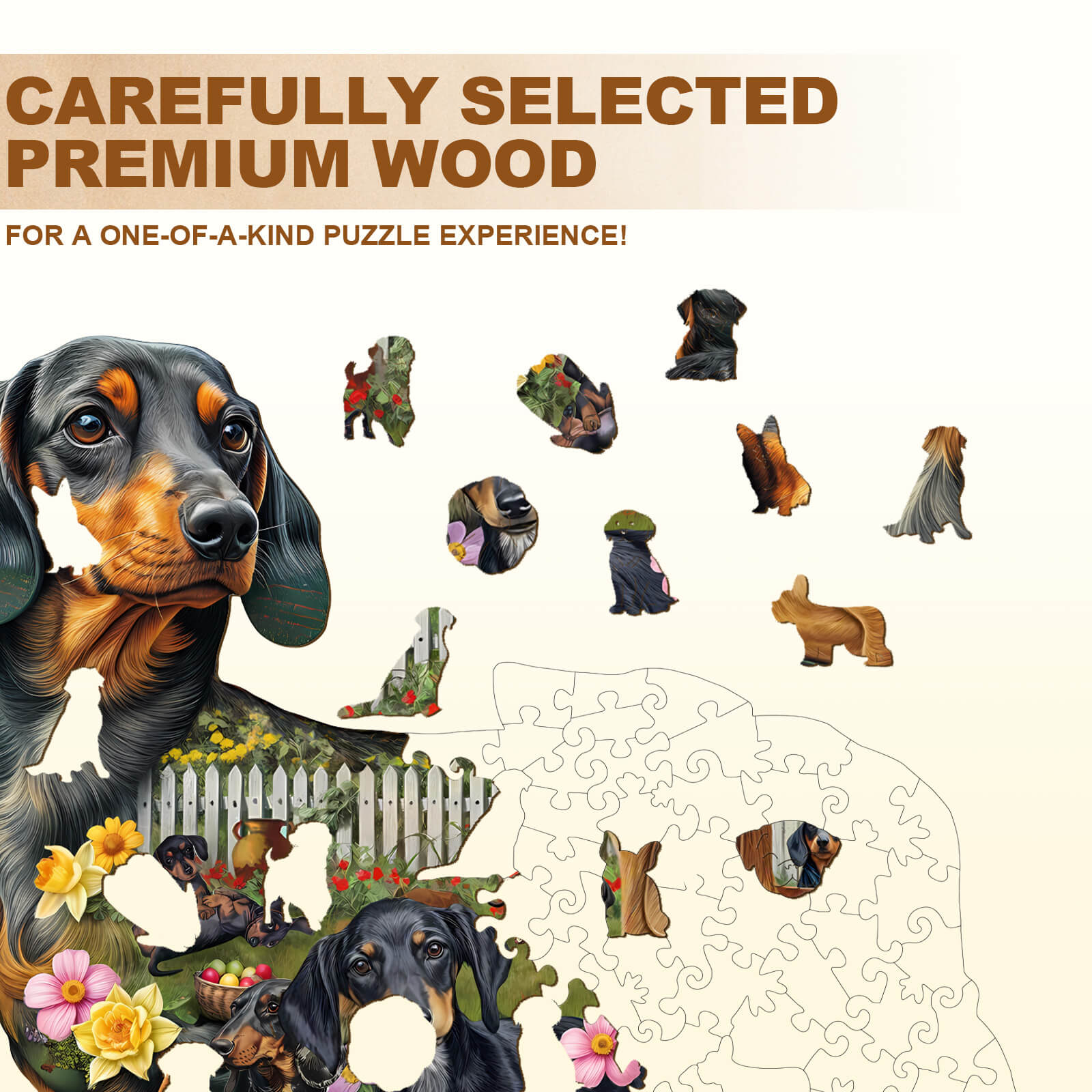 Puppy Garden Wooden Jigsaw Puzzle