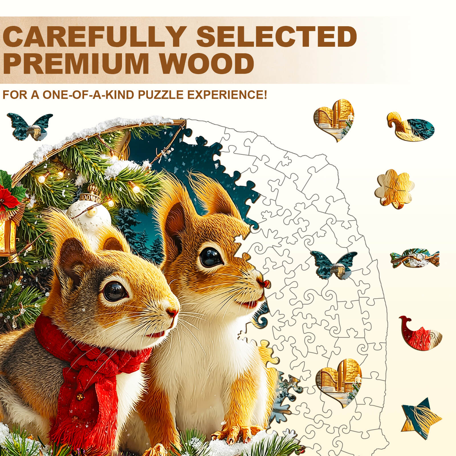 Christmas Squirrel Combination Wooden Jigsaw Puzzle