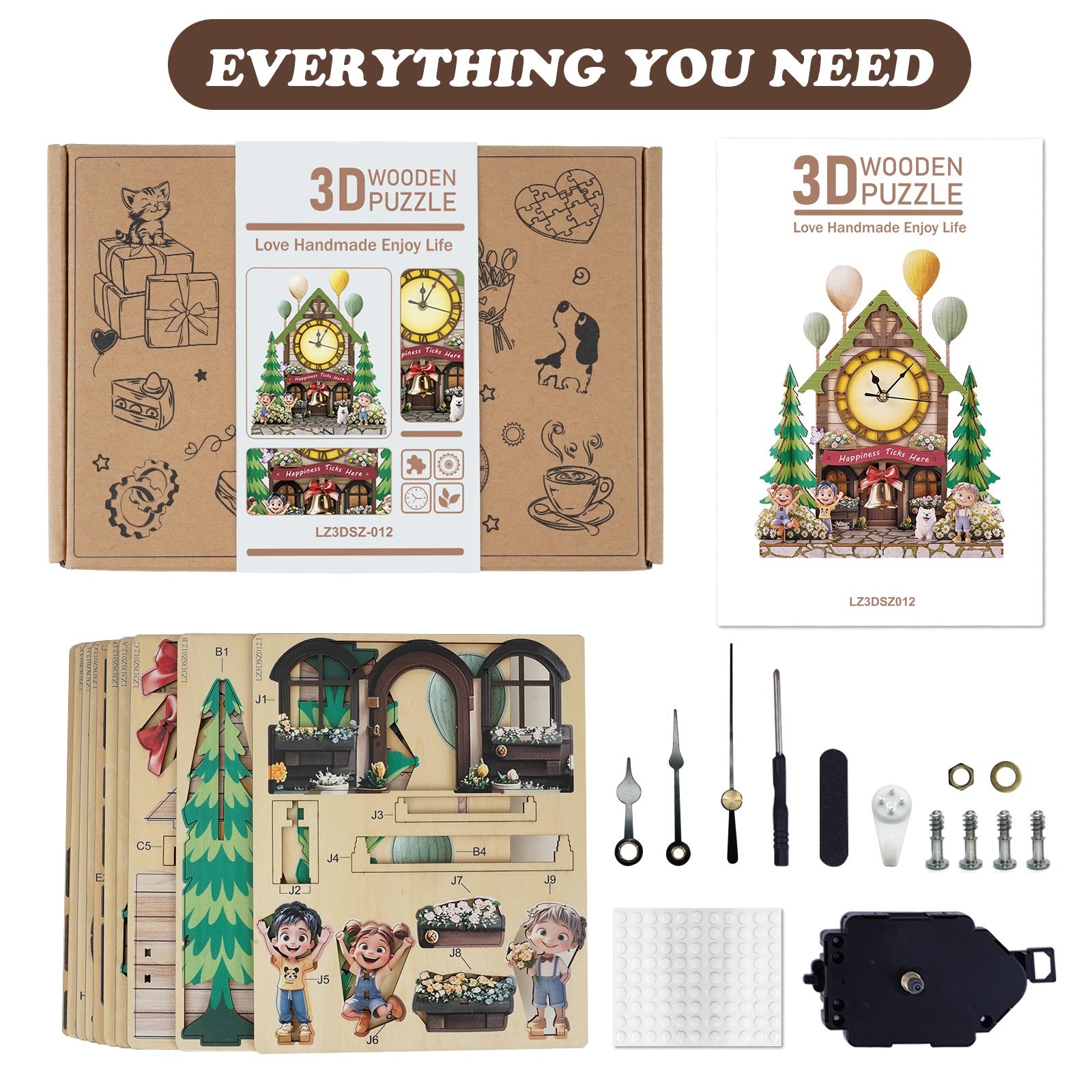 Balloon Cabin – DIY Wooden Clock, 3D Puzzle Craft Kit