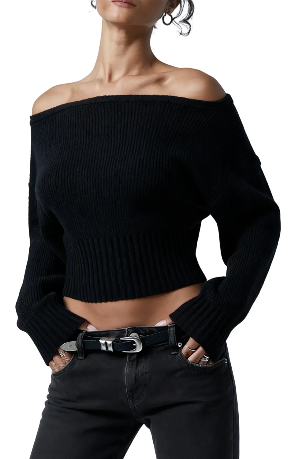 Women's Ribbed Off-The-Shoulder Sweater