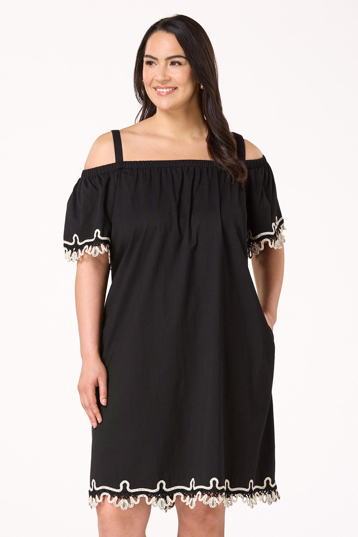Plus Size Crochet Trim Swing Dress