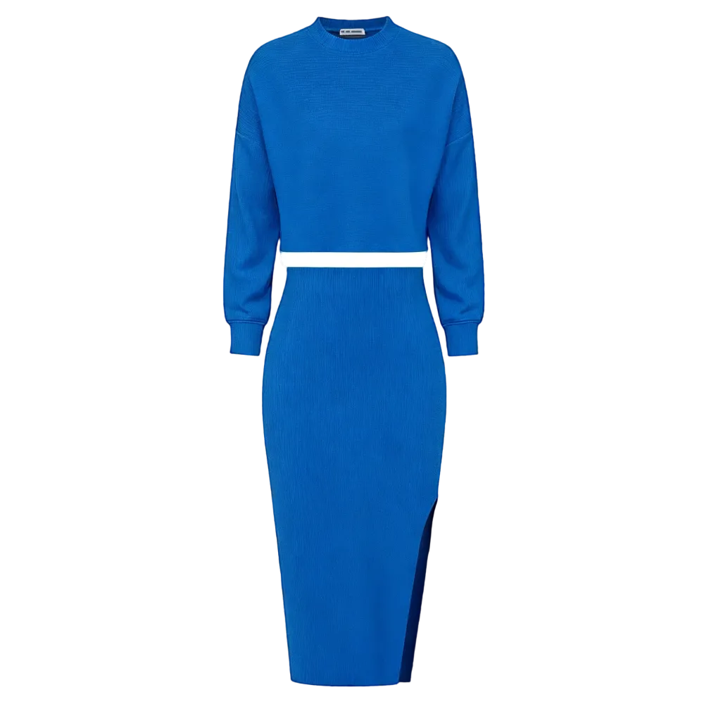 Women's 2-piece tracksuit: cropped top + left-slit skirt