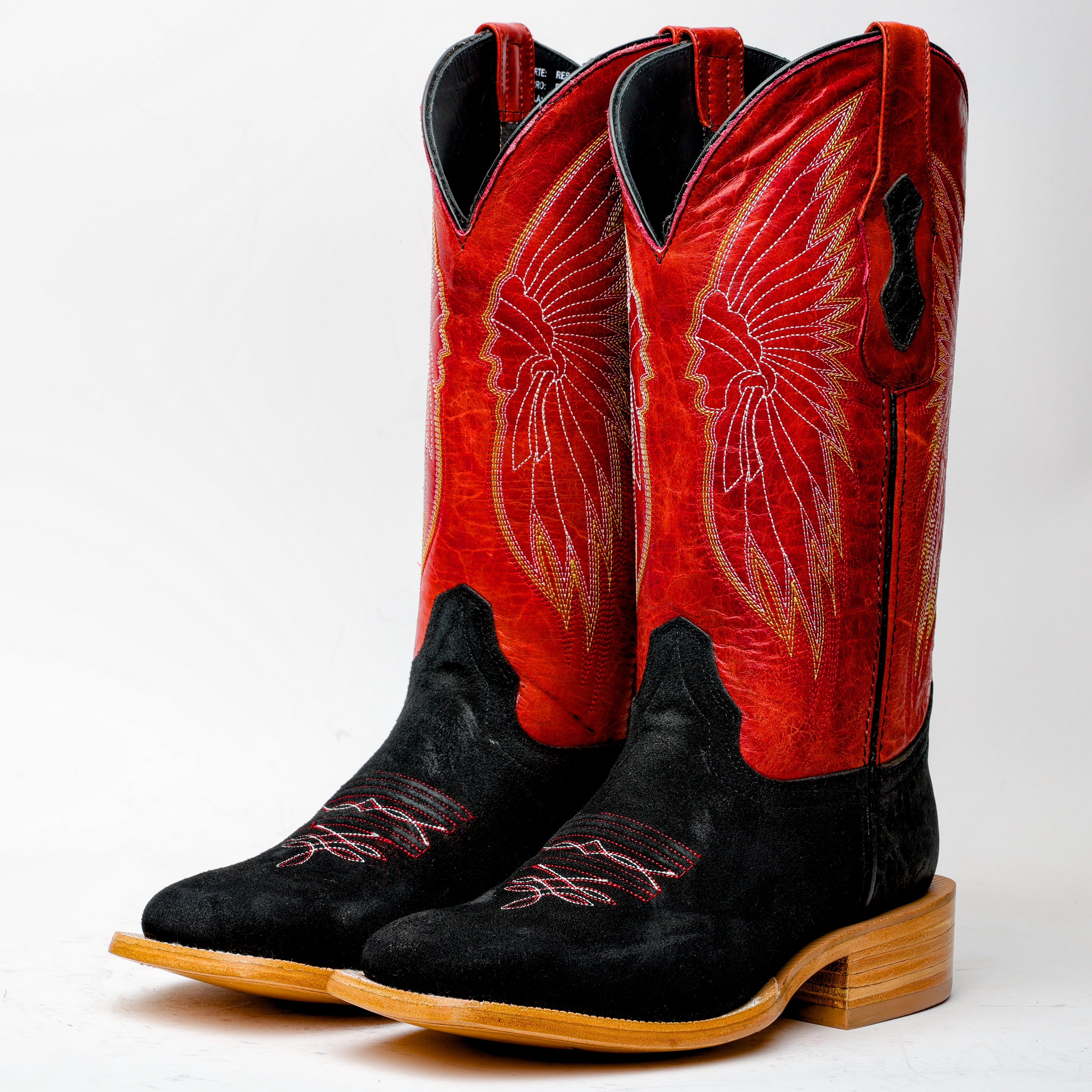 Black Rough-Out Boots - Square Toe