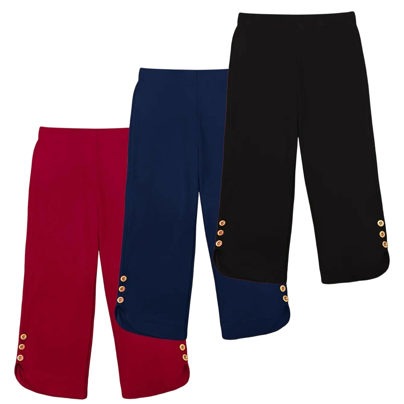 Women's High-Waisted Slimming Yoga Pants 9-Pack Butt-Lifting 4-Way Stretch Silky Soft 7/8 Length Button Detail for Workouts