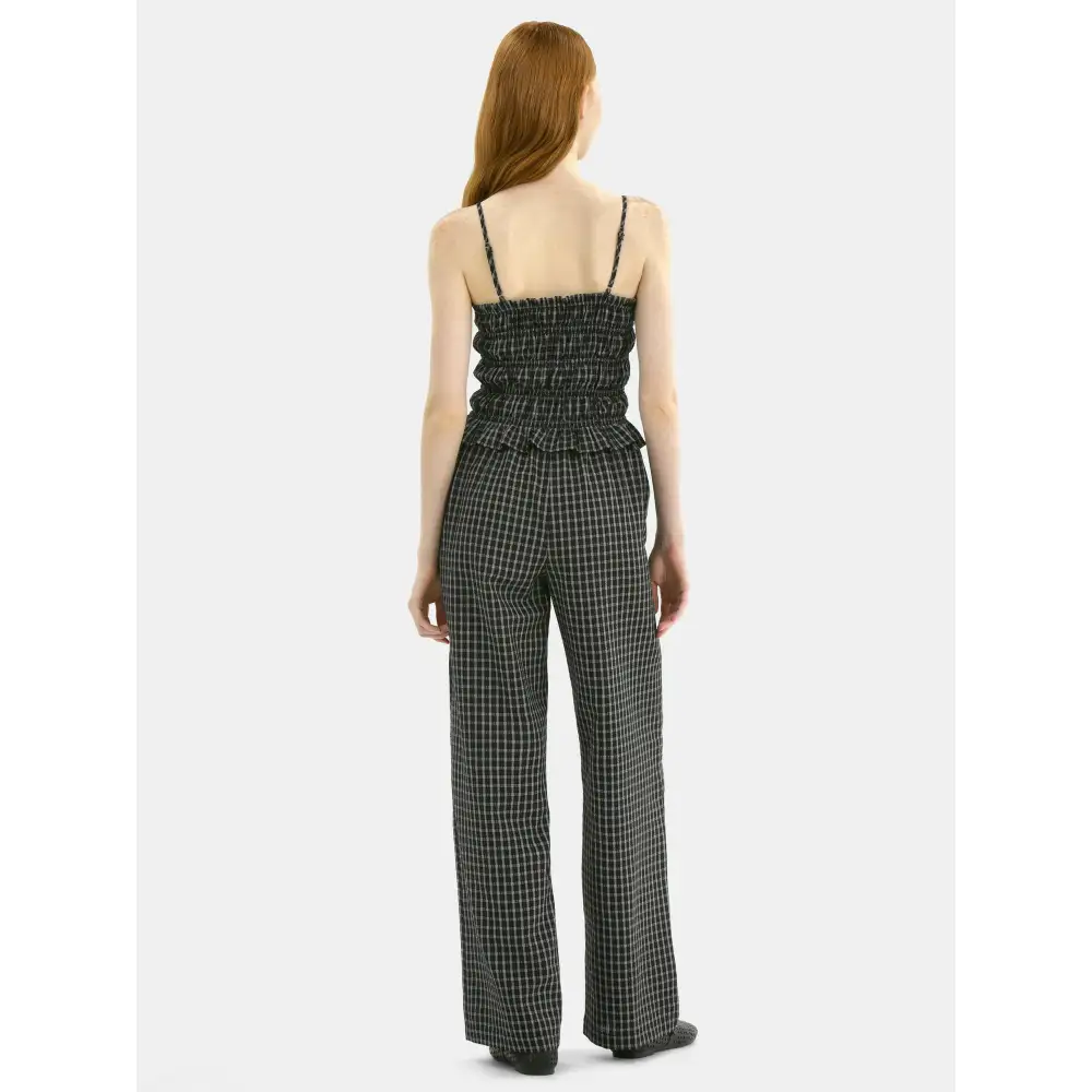 Plaid Seersucker Smocked Cami Top and Pants Set