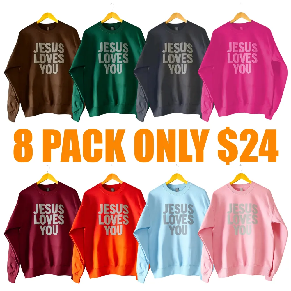 Jesus Loves You Puff Print Crewneck Sweatshirt, Womenswear