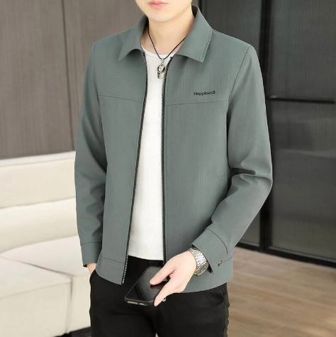 Men's Classic Turn - down Collar Zip - up Jacket