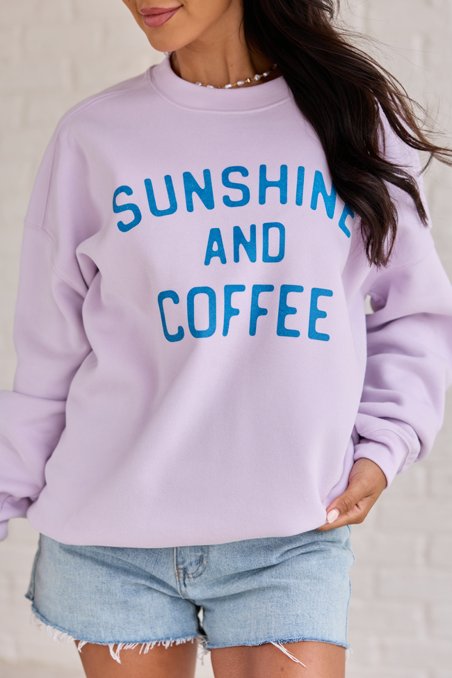 Sunshine And Coffee Purple Graphic Sweatshirt