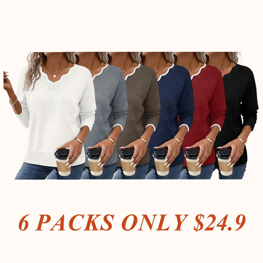 Women's Soft V-Neck Pullover Sweater Lightweight Knit Top for Layering Casual Apricot Longsleeves