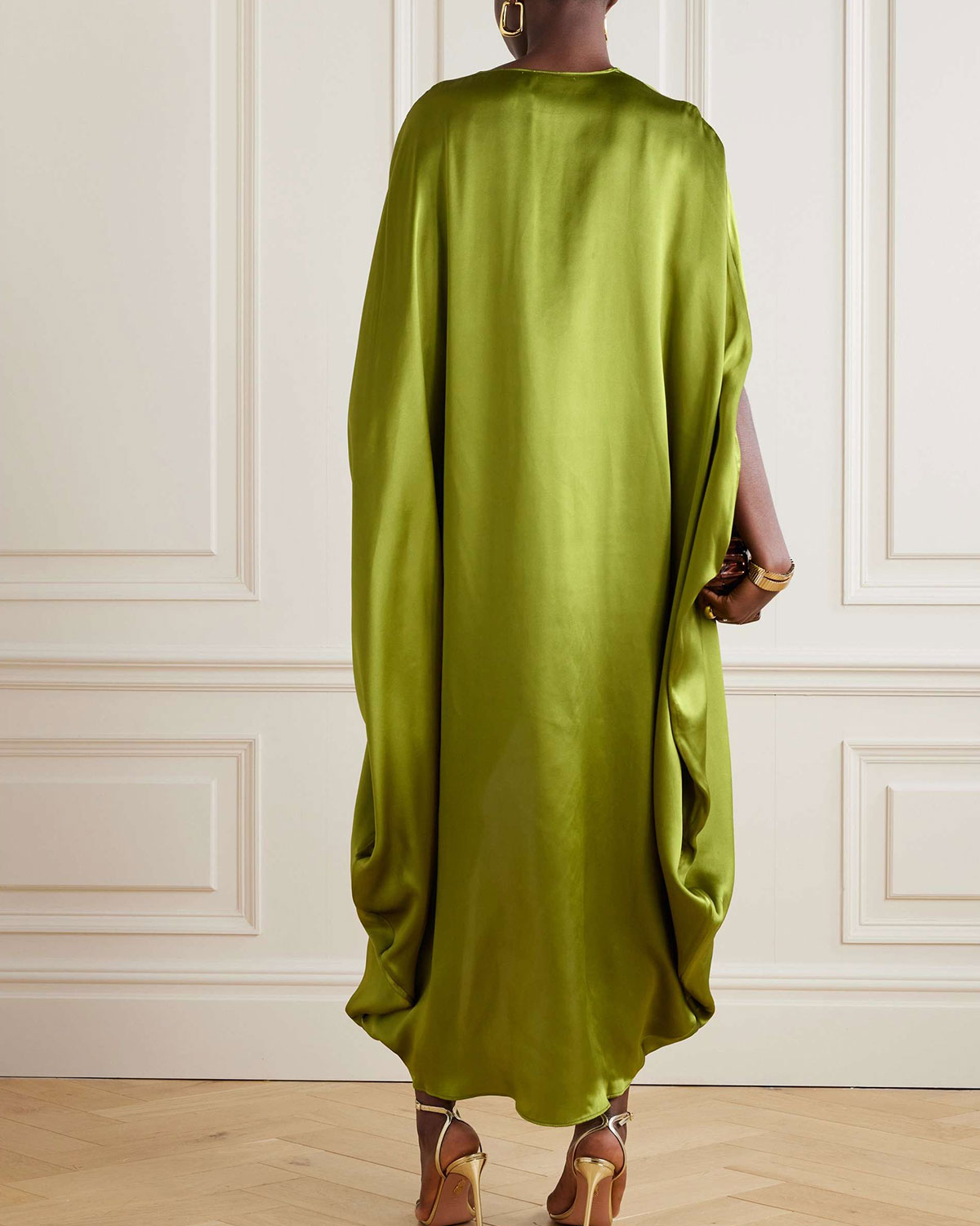 Twist-front silk-satin kaftan