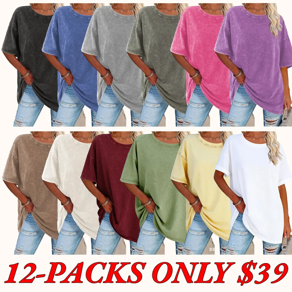 Women's Loose-Fit T-Shirt — Acid-Washed, Heavyweight Pure Cotton, Vintage Unisex Style