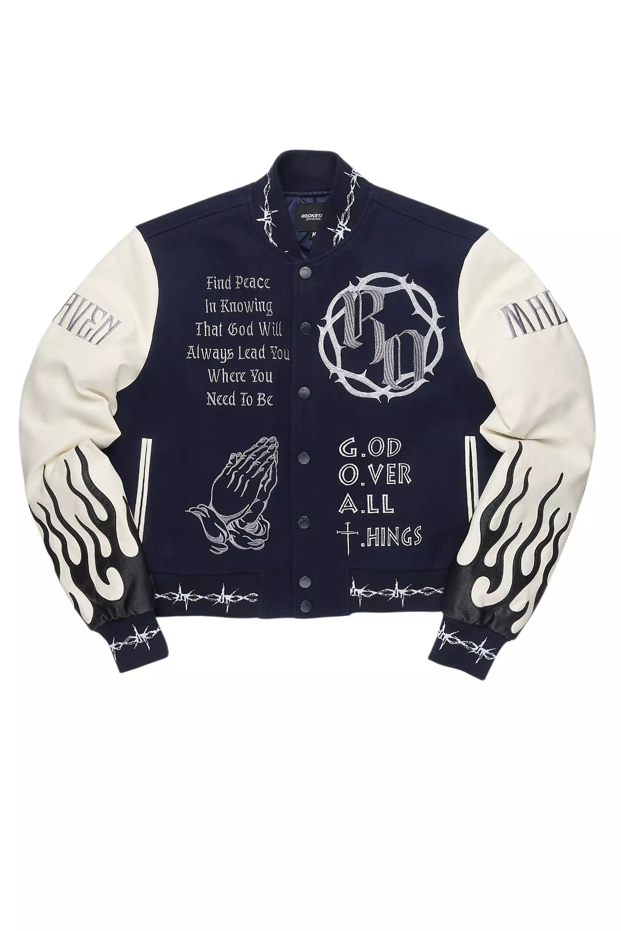 Yalanda Navy Oversized Varsity Jacket