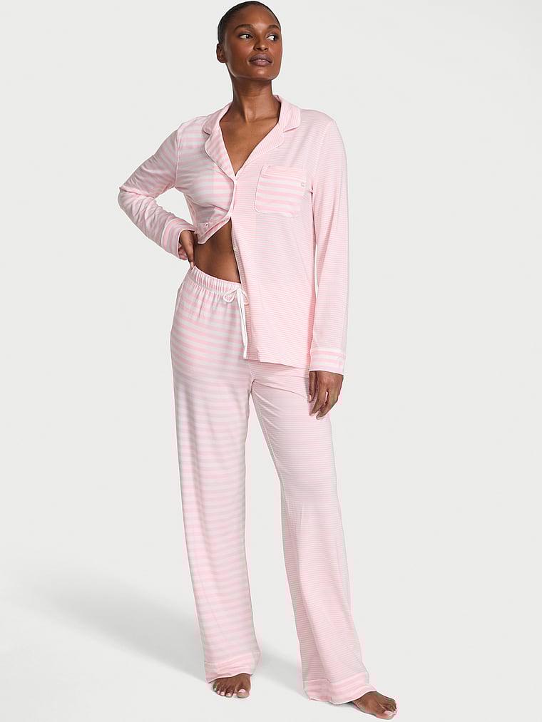 Long Pajama Set Pretty Blossom/Coconut White Yd Stripe