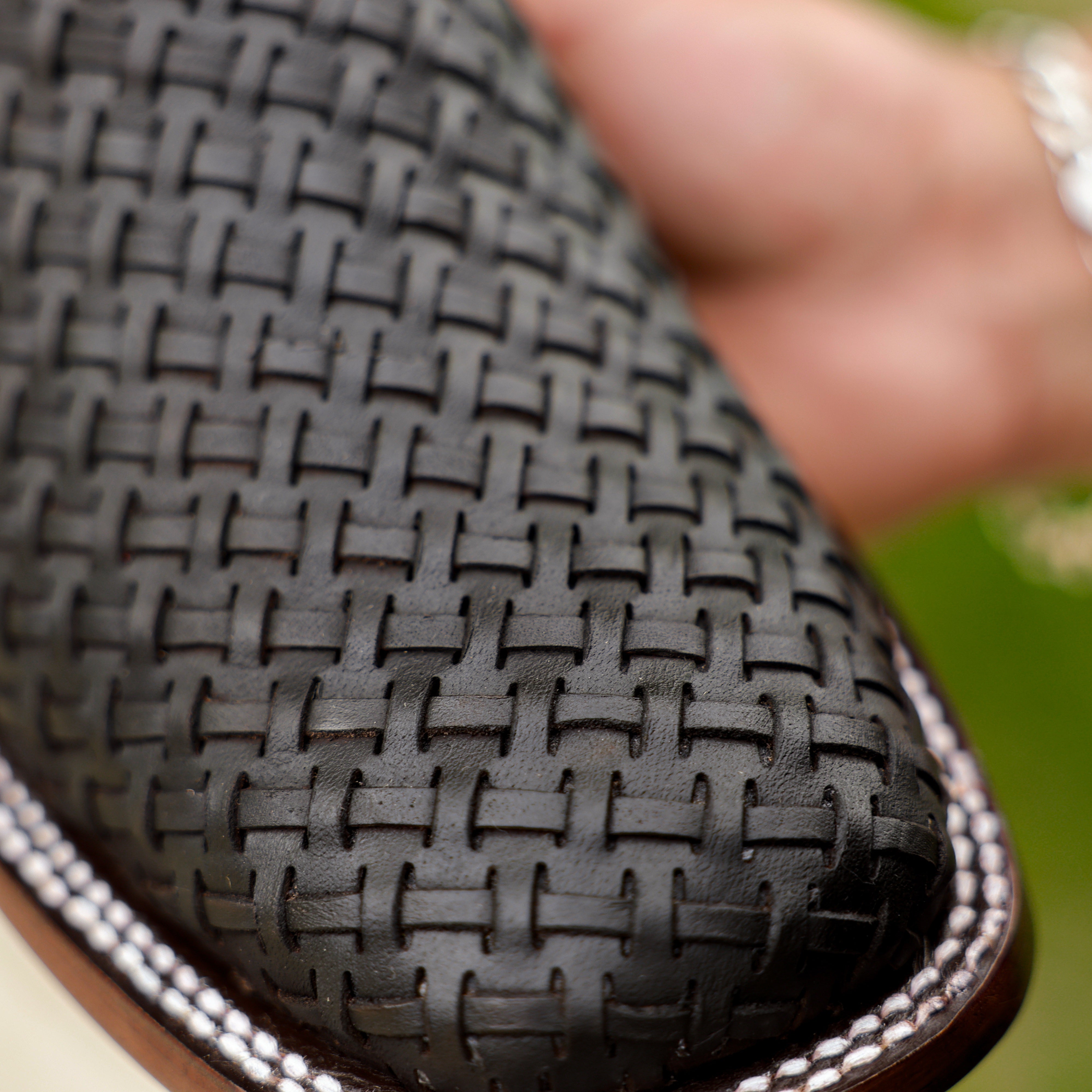 Brown Basketweave Boots - Square Toe