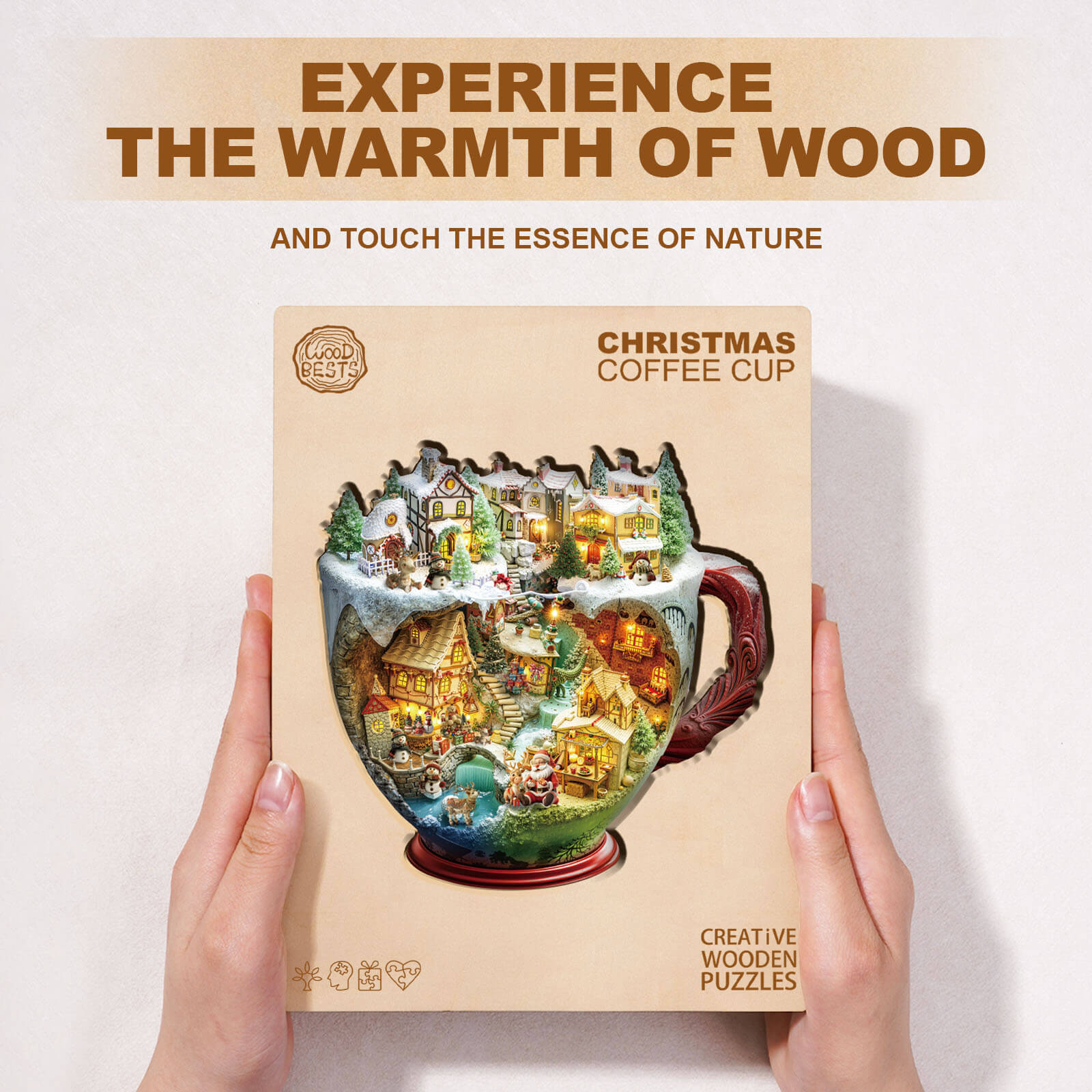 Christmas coffee cup Wooden Jigsaw Puzzle