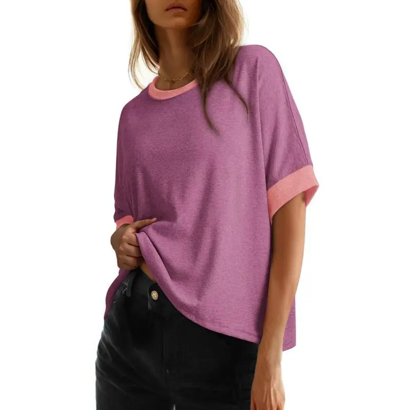 Women's Tops for Women 2026 Loose Oversized Basic Tee Comfortable Soft Fabric Flattering Fit - Womenswear
