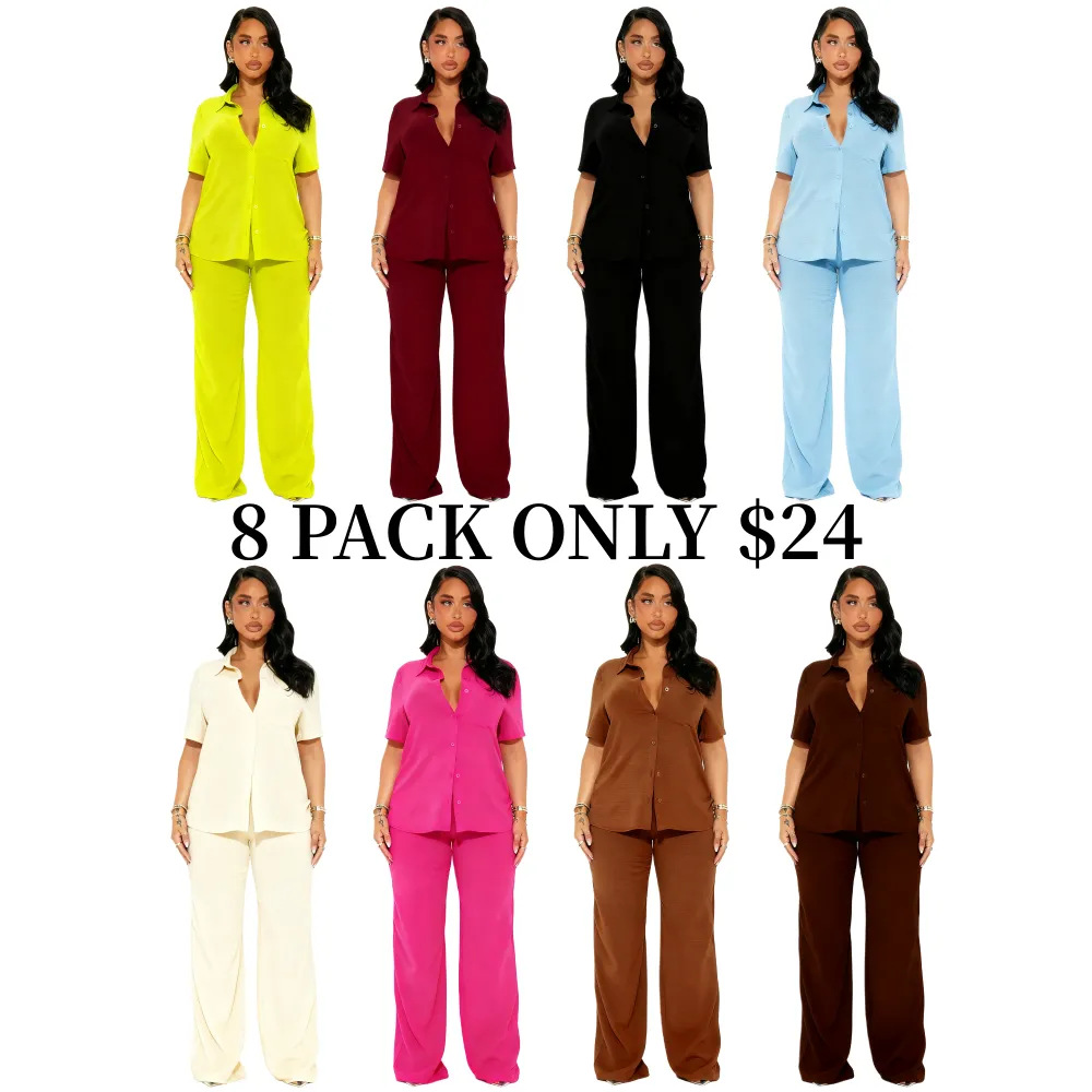 Women's Short Sleeve Pant Set