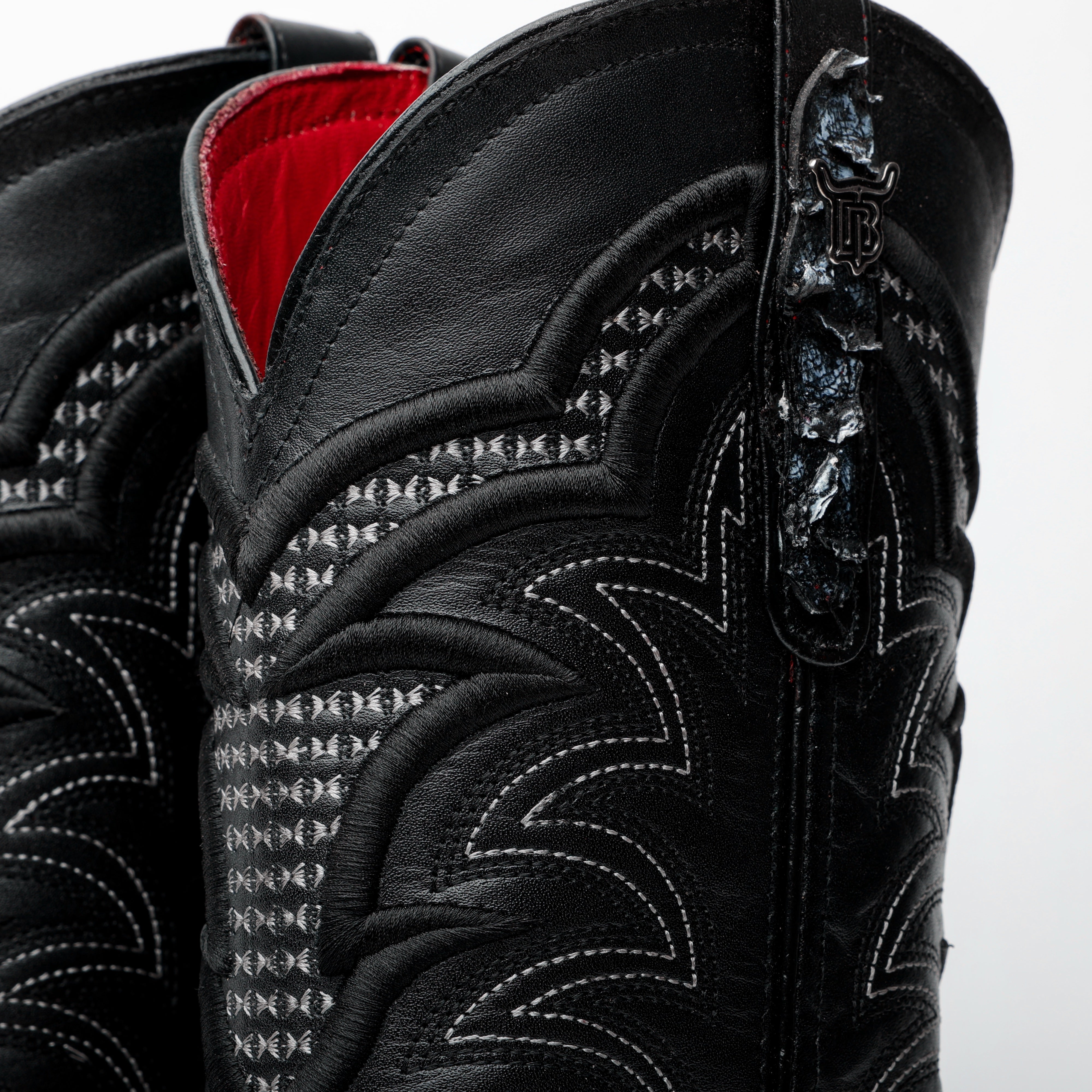 Rustic Grey Jumbo Python Leather Boots - Square Toe