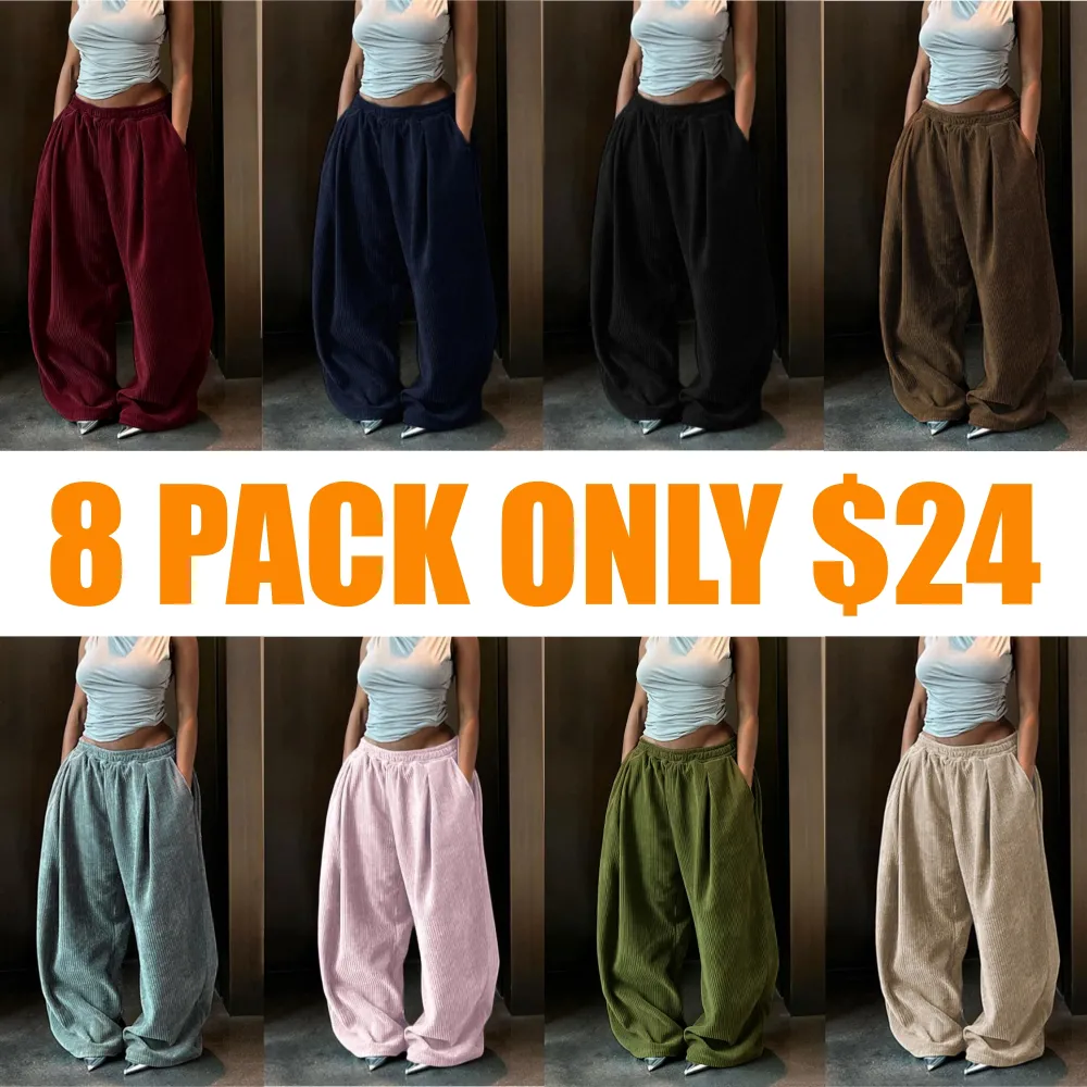 Women's Solid Drawstring High Waist Wide Leg Pants