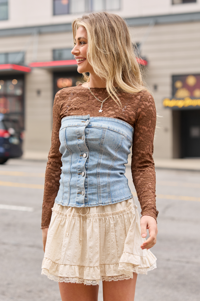 The Bear Medium Wash Denim Top