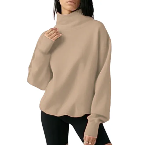 Women's Oversized Turtleneck Sweatshirt Long Sleeve Pullover Casual Tops