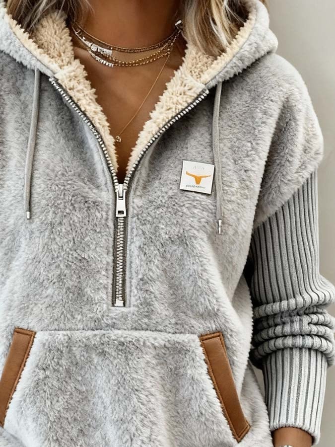 Women'S Casual Color-Blocked Pullover Sweatshirt