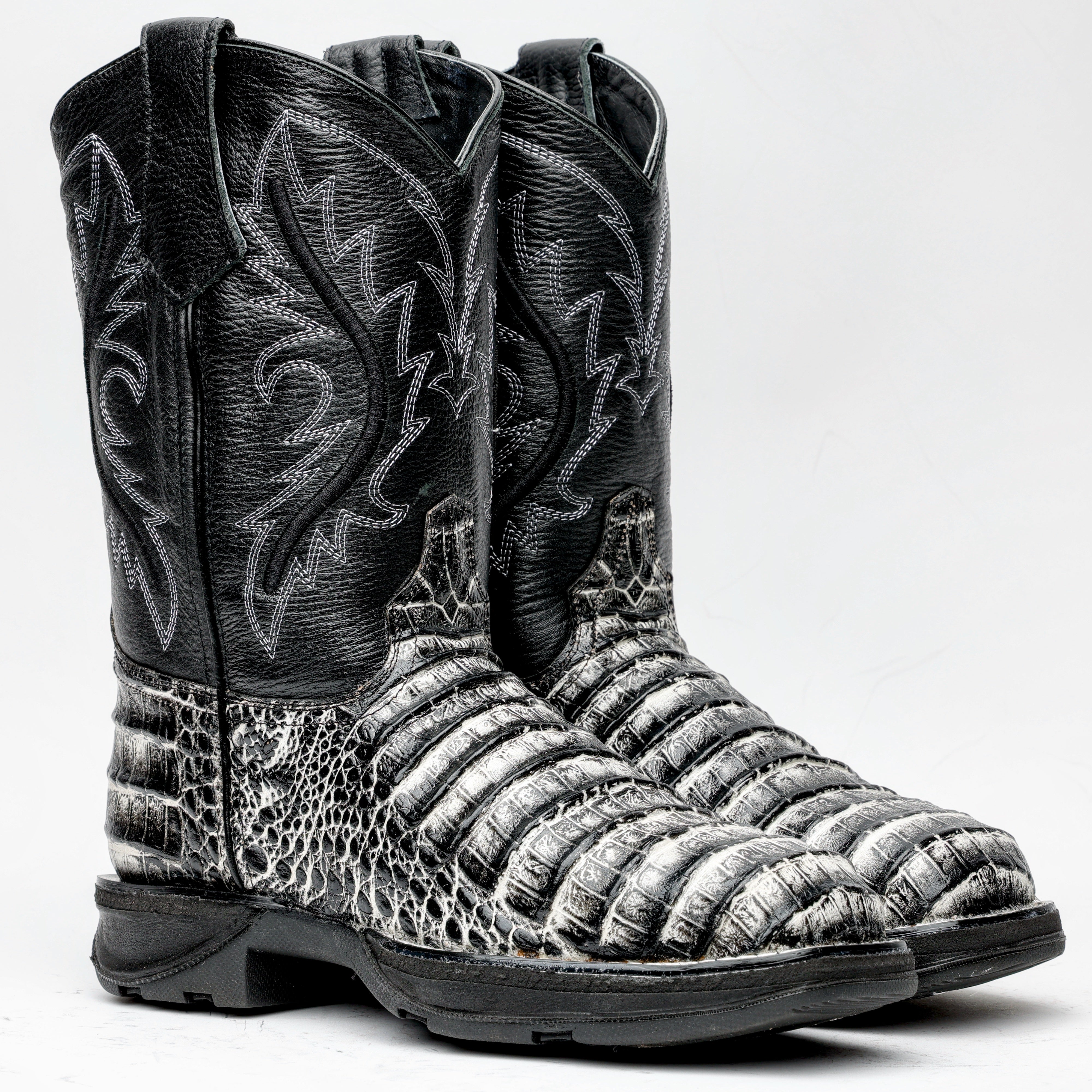 Desert Caiman Belly Leather Boots With 3D Lightweight Sole - Composite Toe