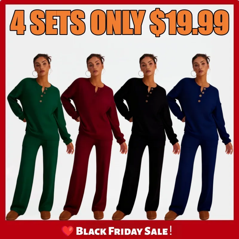 Women's Cozy Waffle Knit Loungewear Set