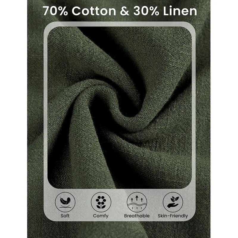 Women's Cotton-Linen Wide-Leg Pants — Elastic Waist, Wide-Leg Trousers & Capris (With Pockets)