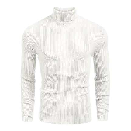 Autumn Men's Knitted Ribbed Turtleneck Slim Fit Basic Sweater