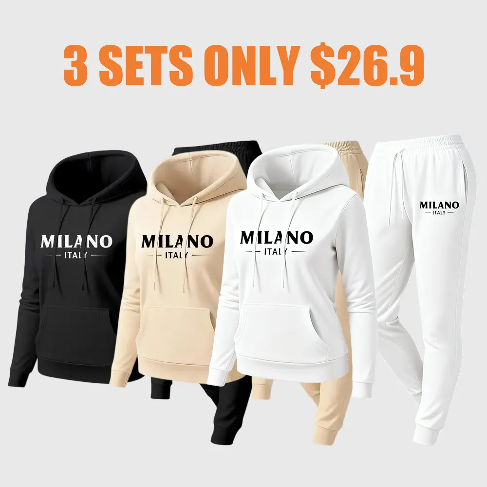Women's Milan city print hoodie and drawstring track pants set